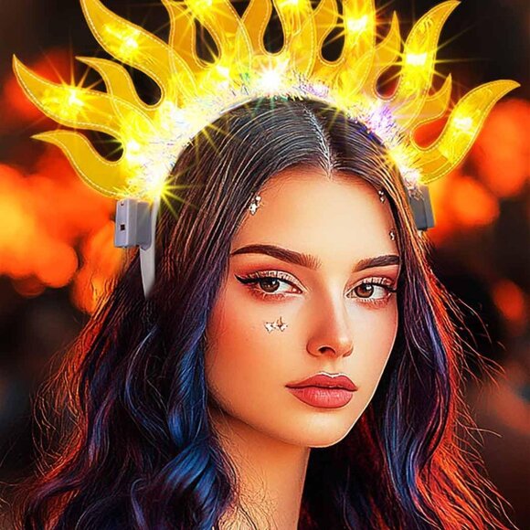 Accessories | Light Up Flame Headband Led Glowing Fire Crown Sparkly ...